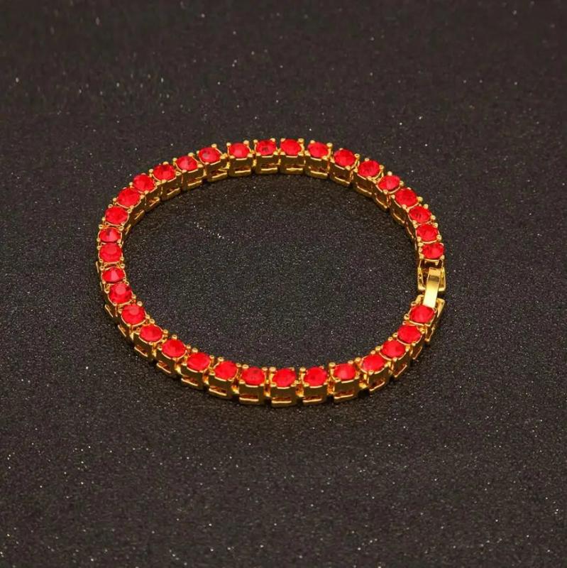 Colorful Rhinestone Paved Link Bracelet Unisex