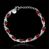 Red Crystal 925 Silver Charm Bracelet