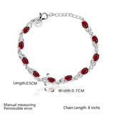 Red Crystal 925 Silver Charm Bracelet