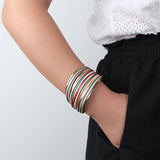 Bohemian Gradient Leather Bracelets 20 Strips Multilayer Wrap Bracelet