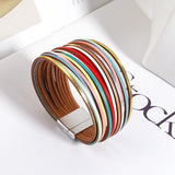 Bohemian Gradient Leather Bracelets 20 Strips Multilayer Wrap Bracelet