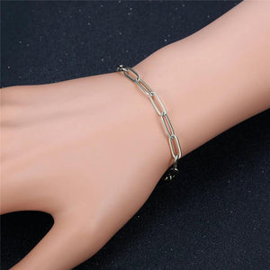 4mm Men Chain Bracelet Stainless Steel Paperclip Link Chain Bracelet