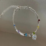 Colorful Beads Bracelet Opal Heart Bangle Party Jewelry