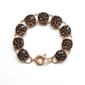 Vintage Chain Link Bracelet Resin Multicolor 9 Dot Women