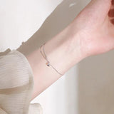 Minimalist Wind Asymmetrical Transfer Bead Double Silver Bracelet