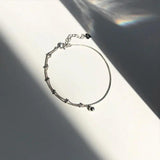Minimalist Wind Asymmetrical Transfer Bead Double Silver Bracelet