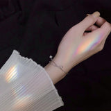 Minimalist Wind Asymmetrical Transfer Bead Double Silver Bracelet