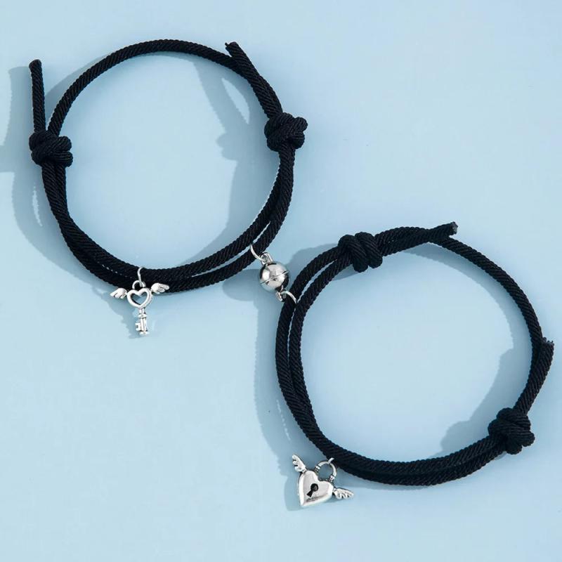 Magnetic Love Pendant Bracelet Braided Rope Charm Couple Bracelet