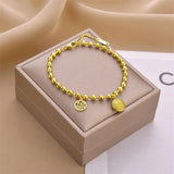 Titanium Steel Hollow Fu Pendant Bracelet Colorfast Woman Jewelry Party Gift