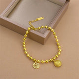 Titanium Steel Hollow Fu Pendant Bracelet Colorfast Woman Jewelry Party Gift
