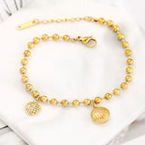 Titanium Steel Hollow Fu Pendant Bracelet Colorfast Woman Jewelry Party Gift