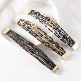 Leopard Layered Bracelet for Women Boho Cuff Wrap with Magnetic Clasp
