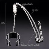 Initials Letter A Heart Bracelet Ring Wrist Chain Pearl Stainless Steel Hand
