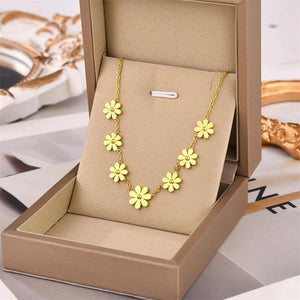 Stainless Steel Daisy Bracelet Necklace For Women