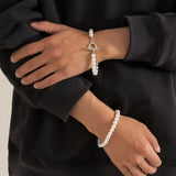 2Pcs Pearl Chain Bracelets OT Buckle Punk Charms Bangle Jewelry