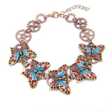 Vintage Steampunk Bracelet with Butterflies and Copper Gears