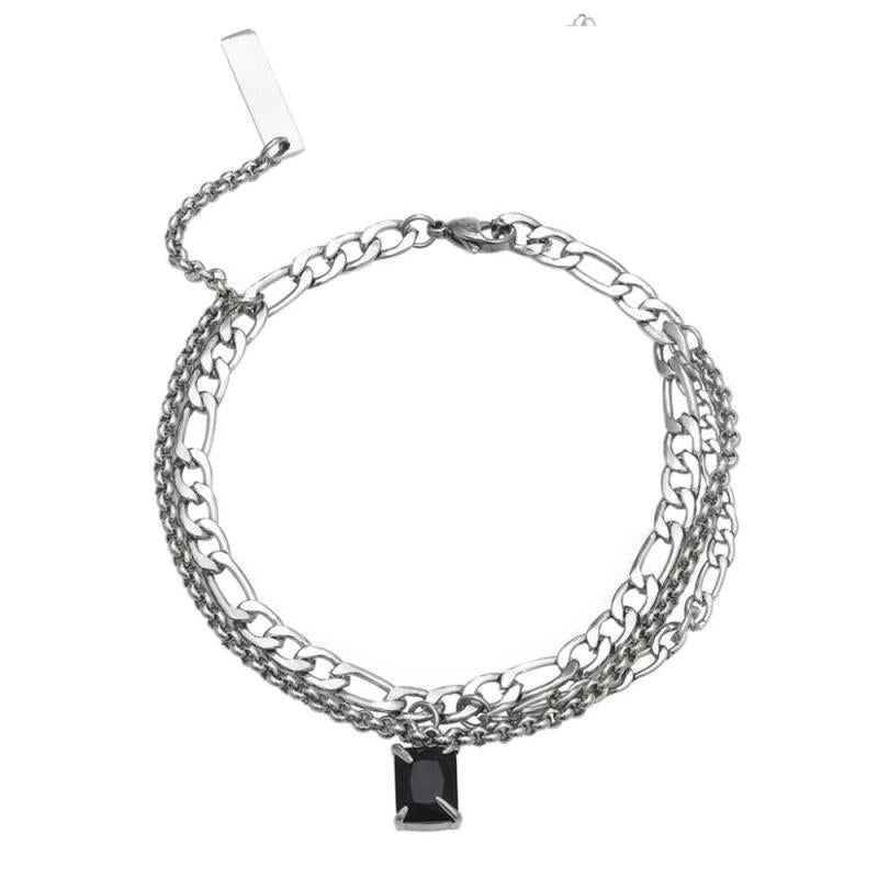 Stainless Steel Stone Caban Chain Bracelet Bangle Women Men Gift