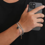 Stainless Steel Stone Caban Chain Bracelet Bangle Women Men Gift