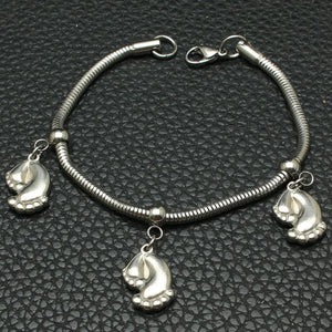Stainless Steel Heart Music Bag Chain Charm Bracelet for Women