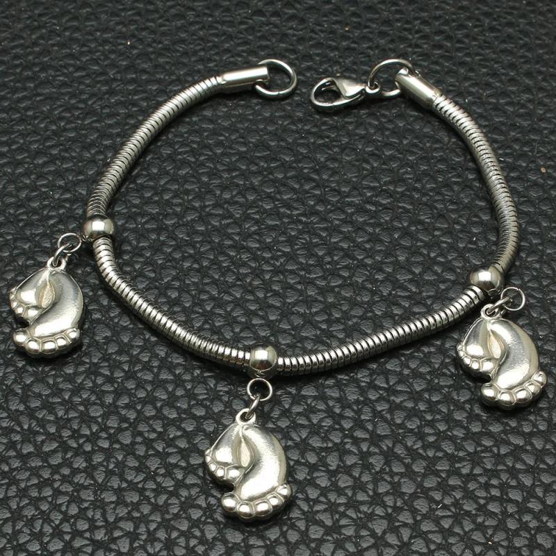 Stainless Steel Heart Music Bag Chain Charm Bracelet for Women