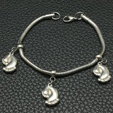 Stainless Steel Heart Music Bag Chain Charm Bracelet for Women