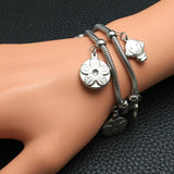 Stainless Steel Heart Music Bag Chain Charm Bracelet for Women