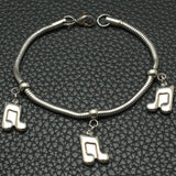 Stainless Steel Heart Music Bag Chain Charm Bracelet for Women