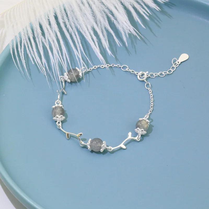 Silver Crystal Beads Charm Bracelet Fine Jewelry