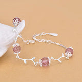Silver Crystal Beads Charm Bracelet Fine Jewelry
