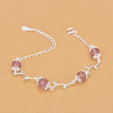 Silver Crystal Beads Charm Bracelet Fine Jewelry