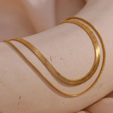 3mm Herringbone Snake Chain Double Layer Bracelet Stainless Steel