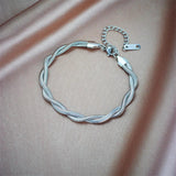316L Stainless Steel Double Snake Chains Bracelet for Women Girl Bangles