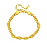 316L Stainless Steel Double Snake Chains Bracelet for Women Girl Bangles