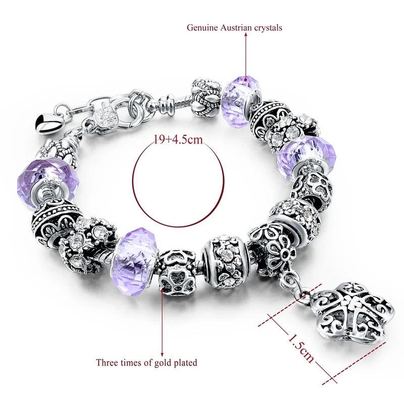Summer Flower Charm Bracelet Crystal Beaded Pop Jewelry