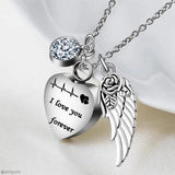 Heart Cremation Urn Necklace Stainless Steel With Fill Kit And Gift Bag