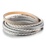 Leopard Print Braided Leather Wrap Bracelet Layer Cuff Bangles