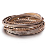 Leopard Print Braided Leather Wrap Bracelet Layer Cuff Bangles