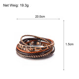 Leopard Print Braided Leather Wrap Bracelet Layer Cuff Bangles