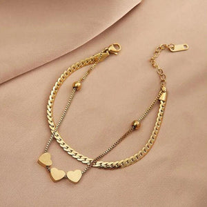 Stainless Steel Layered Golden Pendant Bracelet Retro Punk Gothic