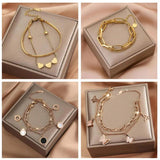 Stainless Steel Layered Golden Pendant Bracelet Retro Punk Gothic