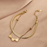 Stainless Steel Layered Golden Pendant Bracelet Retro Punk Gothic