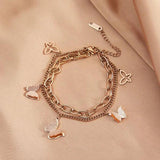 Stainless Steel Layered Golden Pendant Bracelet Retro Punk Gothic