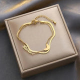 Stainless Steel Layered Golden Pendant Bracelet Retro Punk Gothic