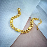 316L Stainless Steel Green Crystal Bracelet Thick Chain Bangles Waterproof