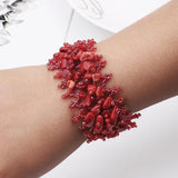 Wide Yellow Tiger Stone Beads Bracelet for Women