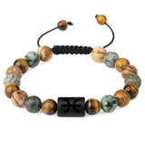Adjustable 12 Constellation Stone Bracelet Tiger Eye Beads Bangle