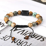Adjustable 12 Constellation Stone Bracelet Tiger Eye Beads Bangle