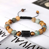 Adjustable 12 Constellation Stone Bracelet Tiger Eye Beads Bangle