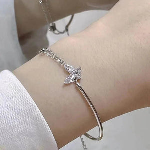 Redcheng Butterfly Crystal Double Layer Chain Bracelet For Women