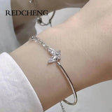 Redcheng Butterfly Crystal Double Layer Chain Bracelet For Women